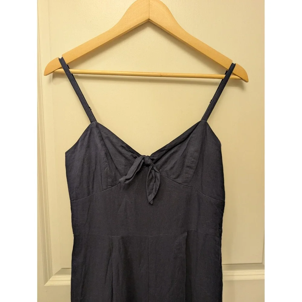 J.Crew Tie-Front Jumpsuit Linen Cotton Wide Leg Nautical Coastal Vacation Summer